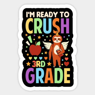 I'm Ready To Crush 3rd Grade Unicorn Sloth Back To School Sticker